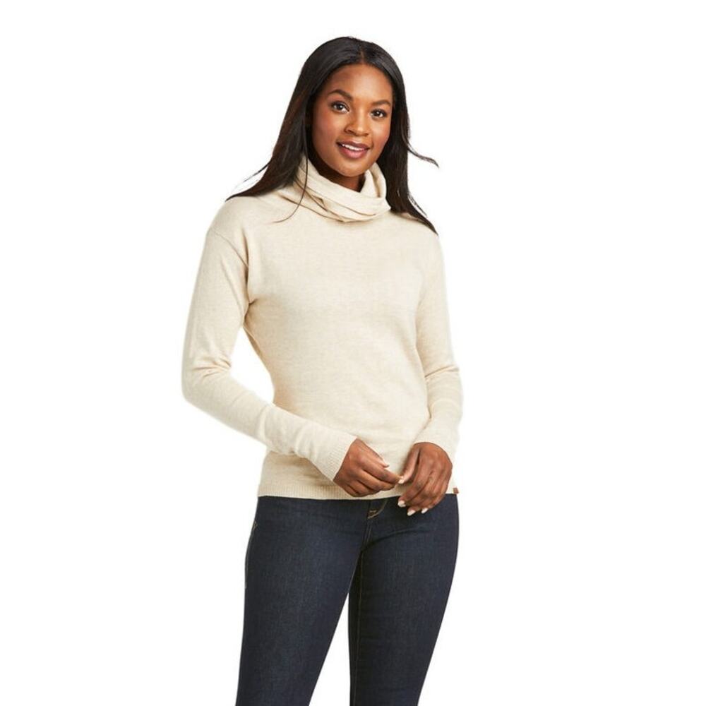 Ariat Lexi Sweater Tan Oatmeal Turtle Neck Pull Over Women's Sz Med